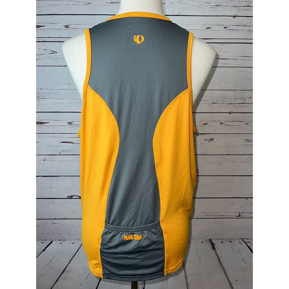 Pearl Izumi Cycling Tank Top Womens Large Gray Yellow Quarter Zip 1823 Biking - Picture 3 of 11